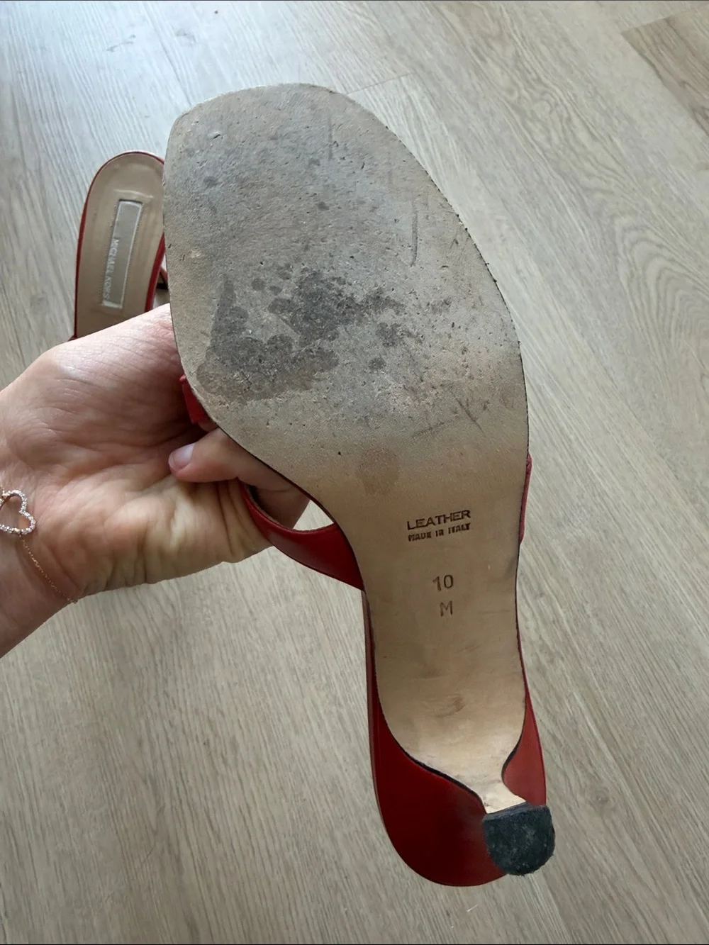 100% genuine leather kitten heel mules